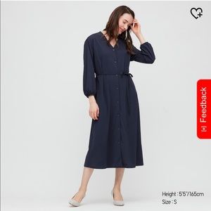 UNIQLO CREPE JERSEY LONG SLEEVE MIDI DRESS
